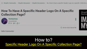 specific header logo on a specific collection or product page